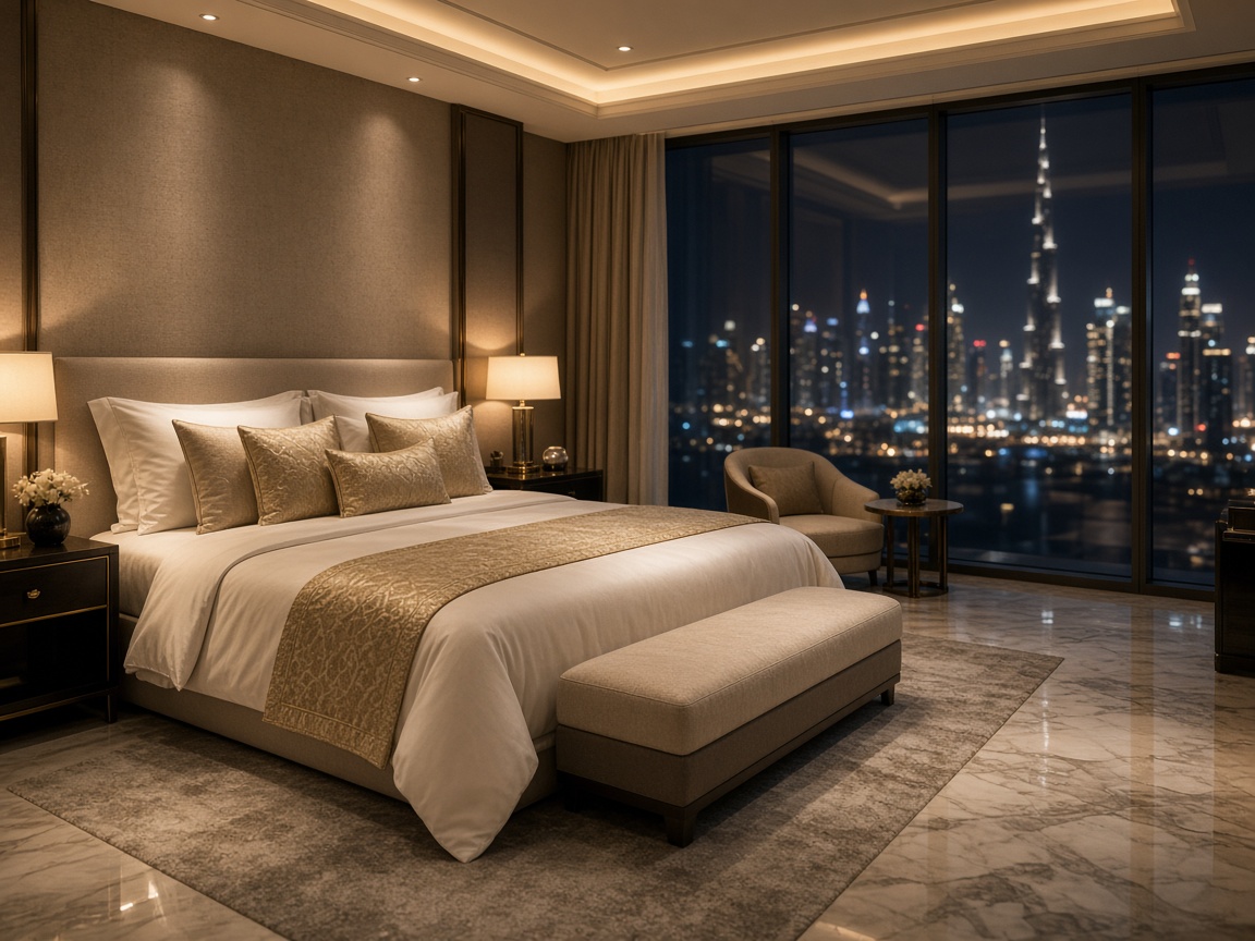 Luxury hotel suite in Dubai at night